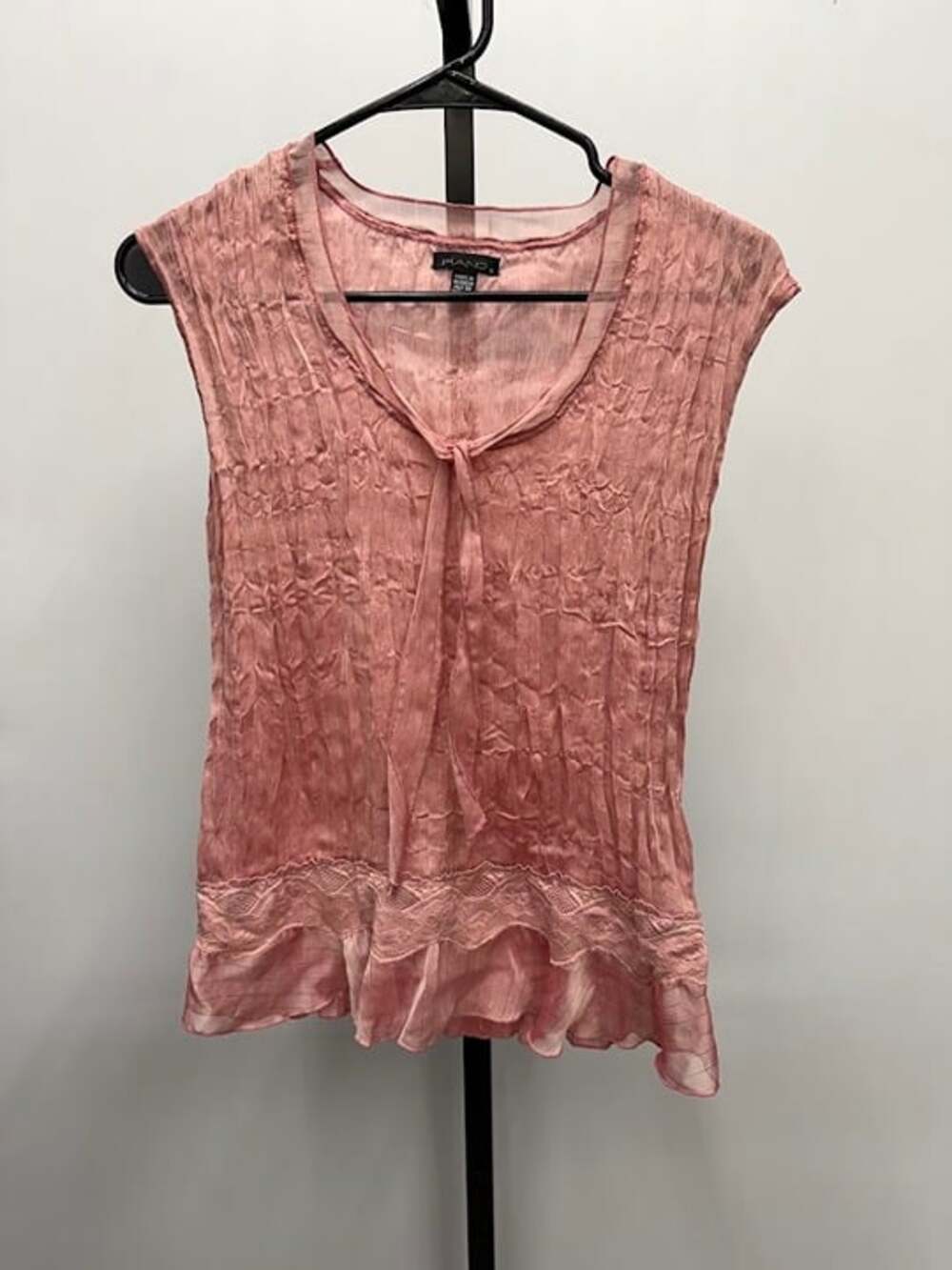 Piano Vintage Y2K Fairy Pink Crinkle Silk-Like Blouse